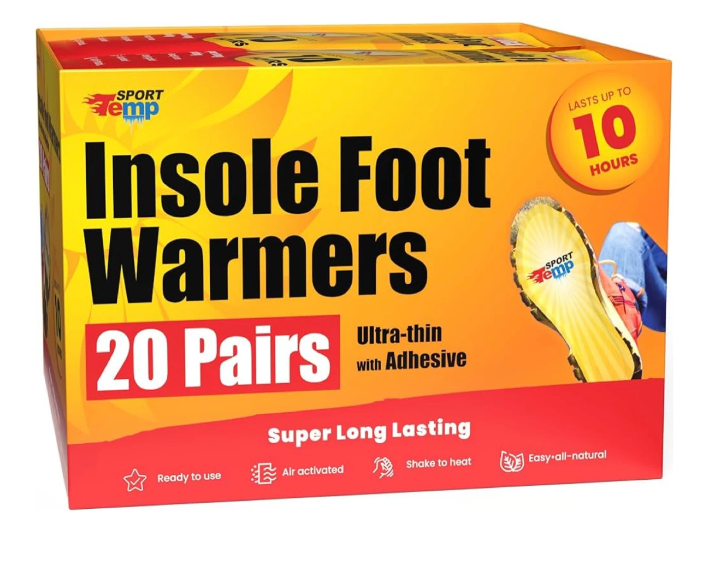 Insole Foot Warmers (20 pairs) - Up to 10 Hours of Heat - $29