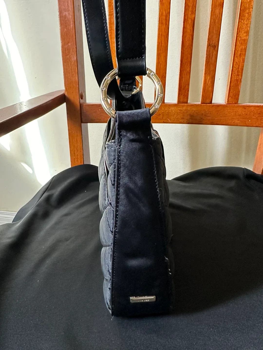 Black Quilted Nylon Shoulder Bag image indicator(3)