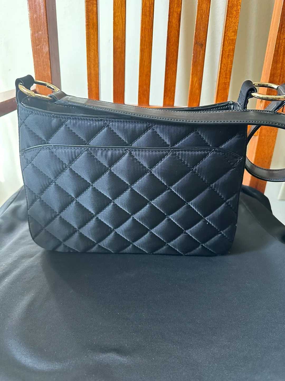 Black Quilted Nylon Shoulder Bag image indicator(2)