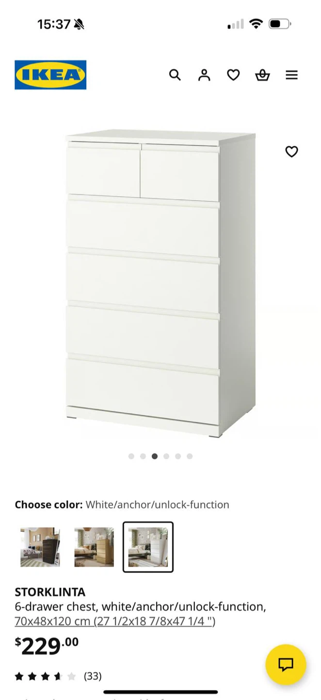 IKEA Storklinta 6-Drawer Chest - White