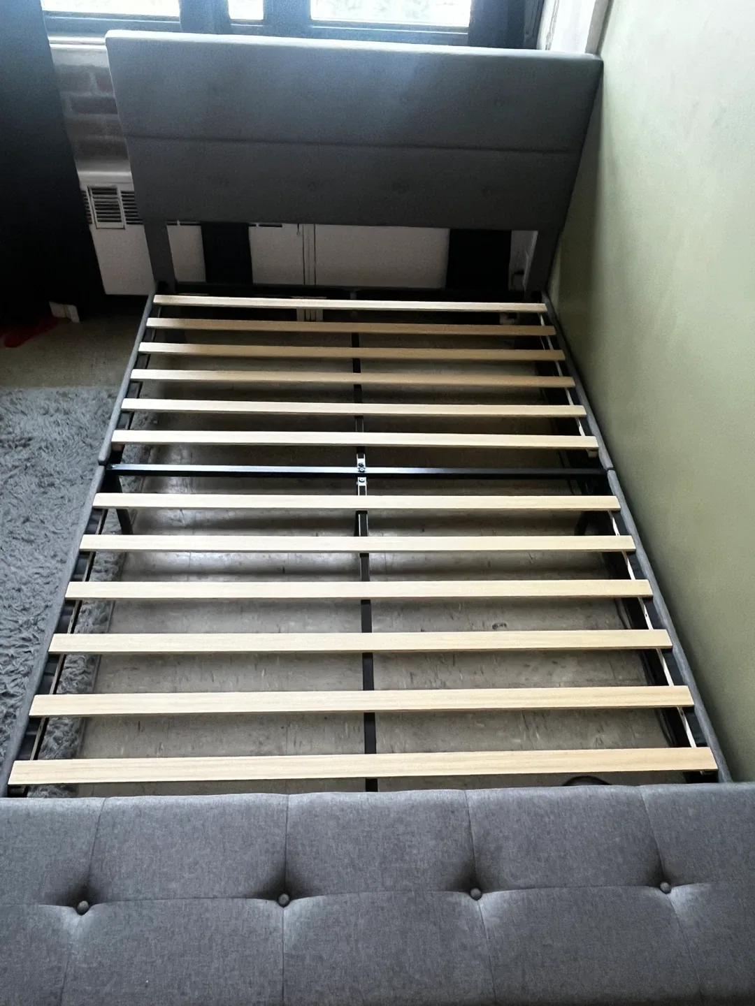 SHA CERLIN Queen Bed Frame w/ Ottoman Bench - Light Grey image indicator(8)