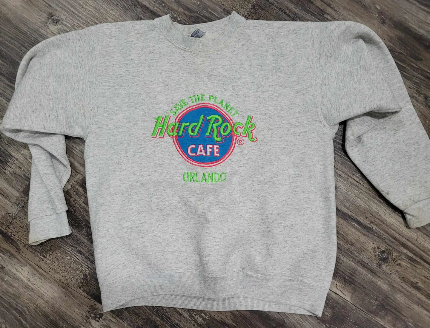 Vintage Retro Neon Hard Rock Cafe Orlando Sweatshirt - Size M