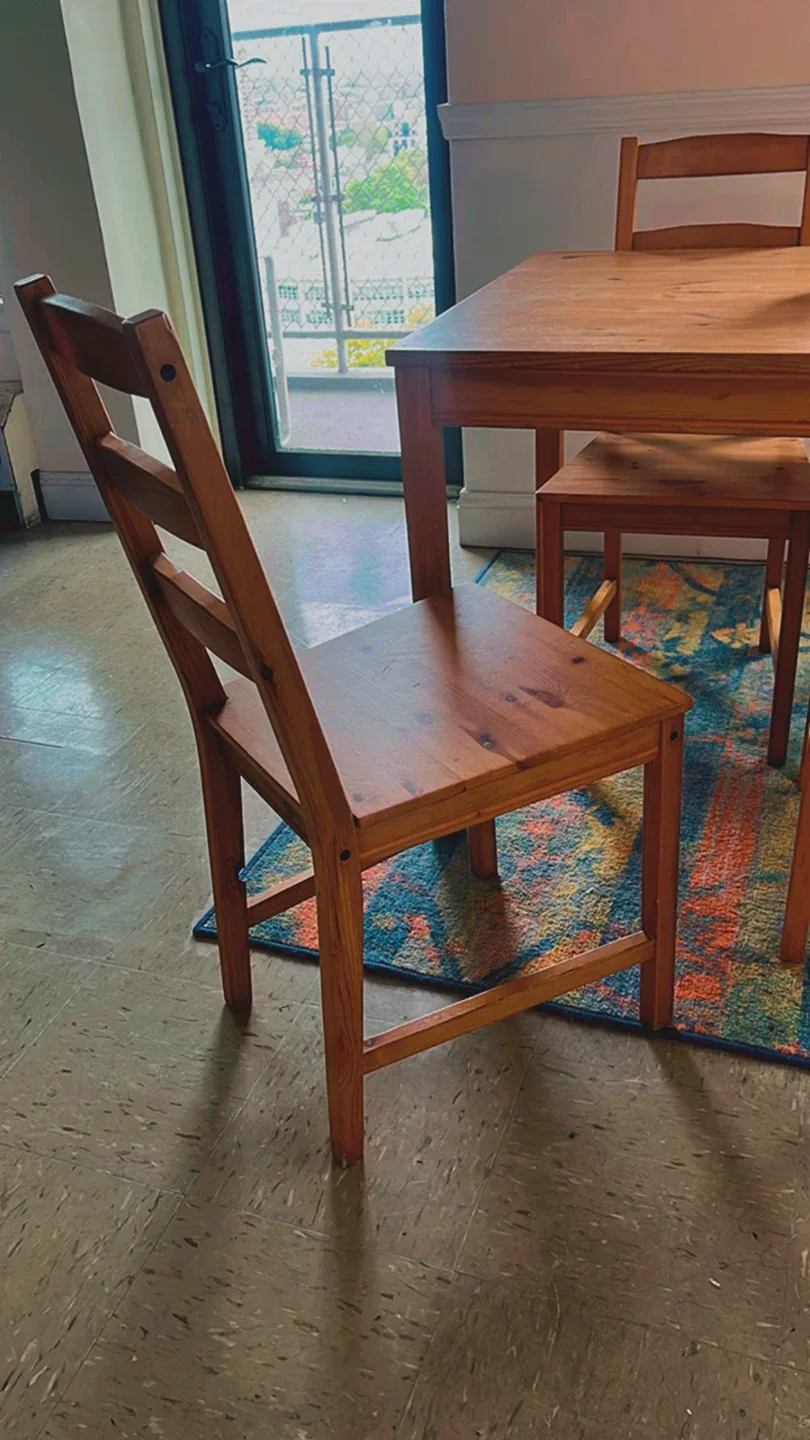 IKEA Solid Wood Dining Table with 4 Chairs image indicator(3)