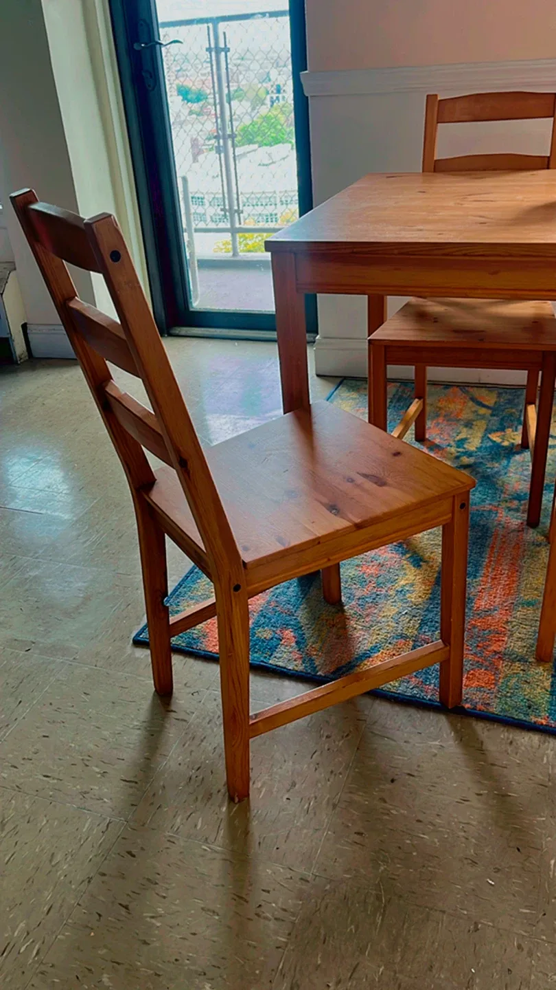 IKEA Solid Wood Dining Table with 4 Chairs image indicator(4)