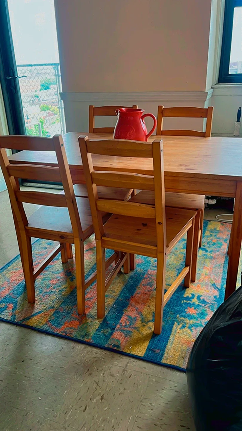 IKEA Solid Wood Dining Table with 4 Chairs image indicator(5)