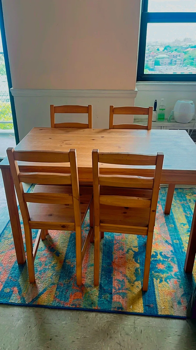 IKEA Solid Wood Dining Table with 4 Chairs image indicator(2)