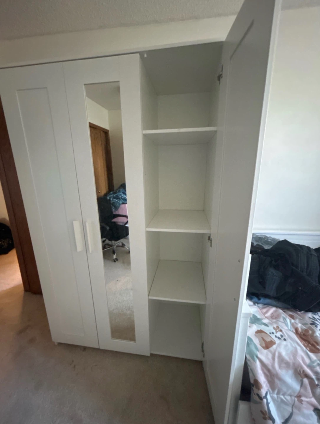 Ikea Hemnes White Wardrobe with Mirror Door - photo 2