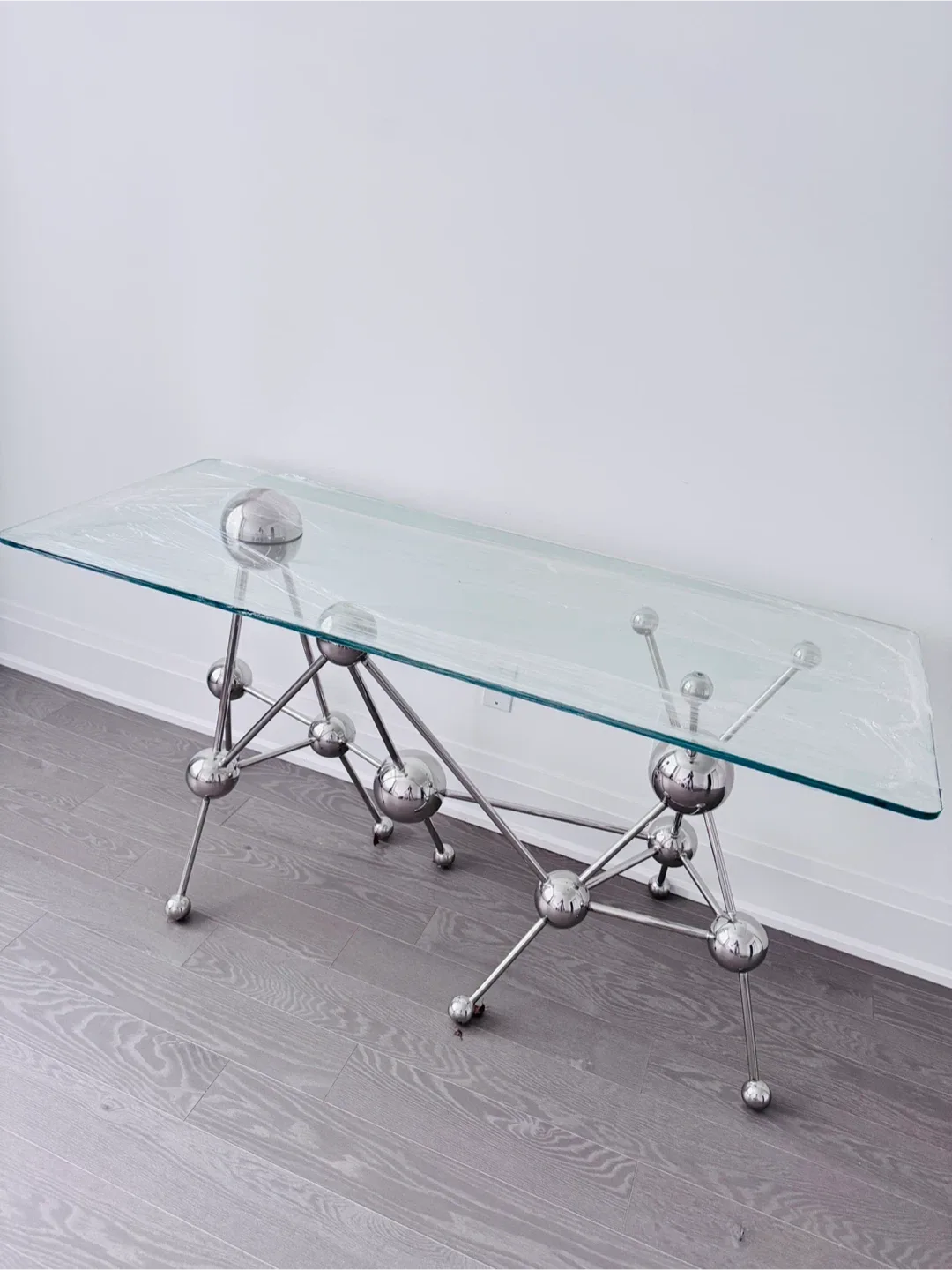 Glass Top Chrome Atom Base Table image indicator(4)