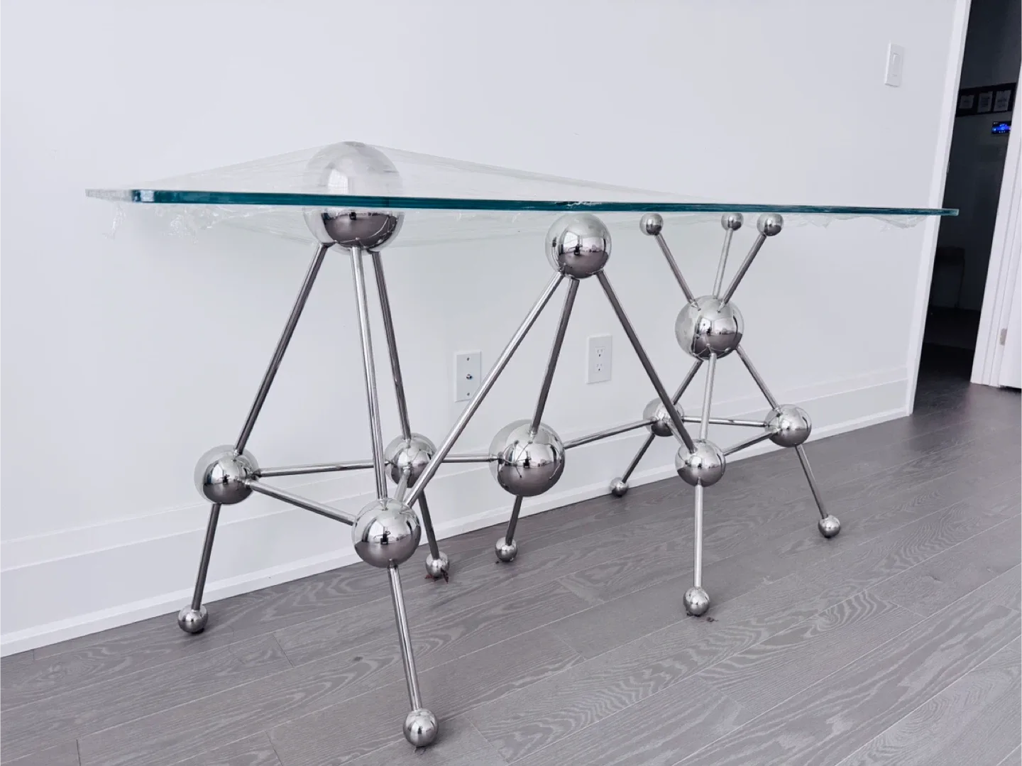 Glass Top Chrome Atom Base Table image indicator(2)