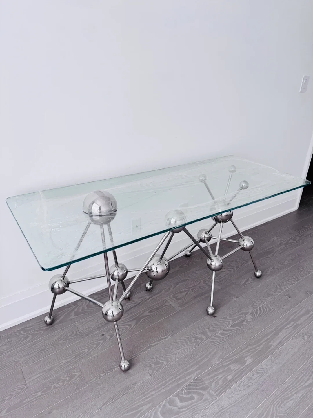 Glass Top Chrome Atom Base Table image indicator(3)