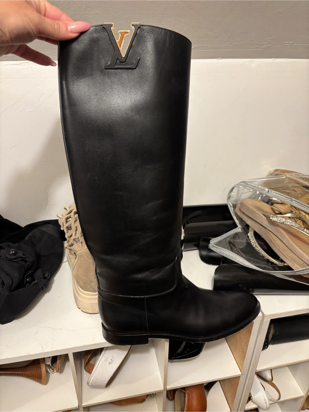 Louis Vuitton Black Leather Riding Boots - Size 39