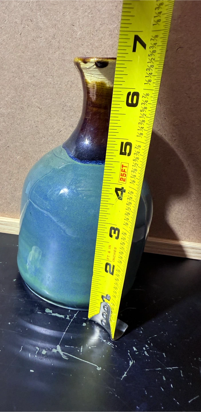 Blue Ceramic Vase - 7" Height - photo 5