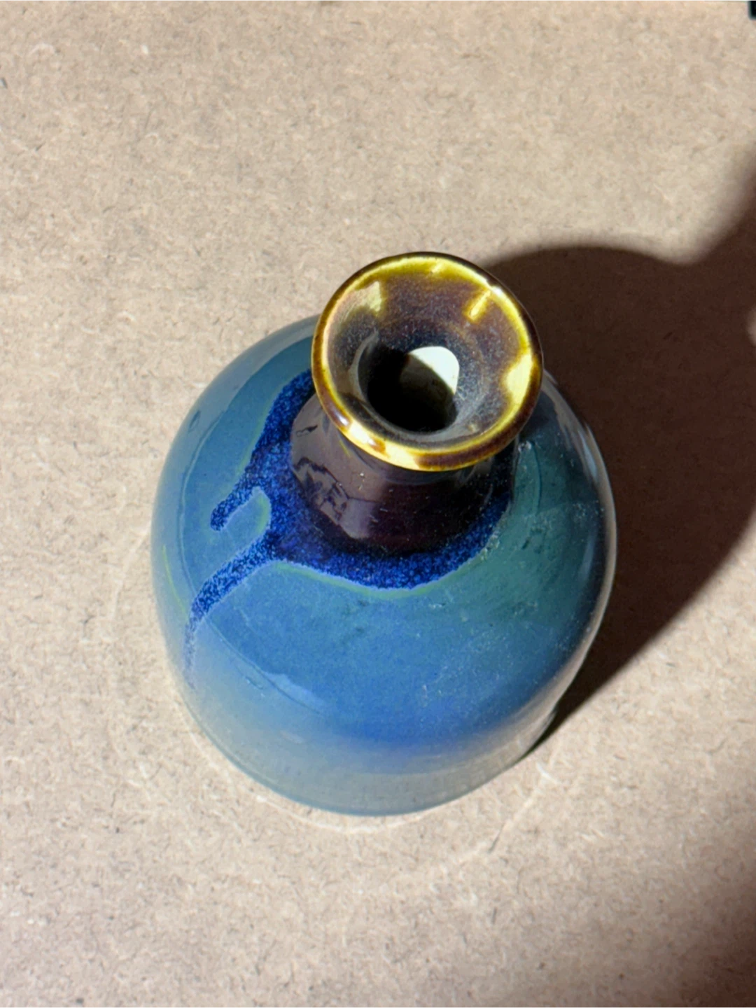 Blue Ceramic Vase - 7" Height - photo 2