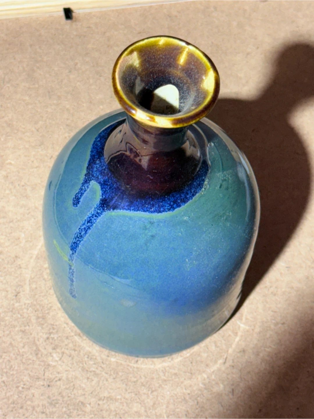 Blue Ceramic Vase - 7" Height