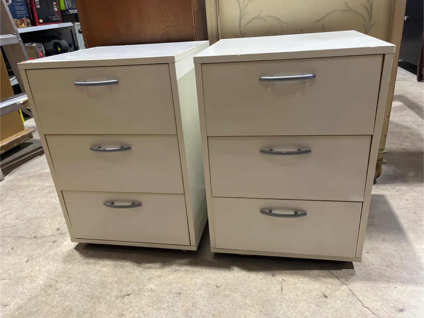 Pair of White 3-Drawer Filing Cabinets thumbnail