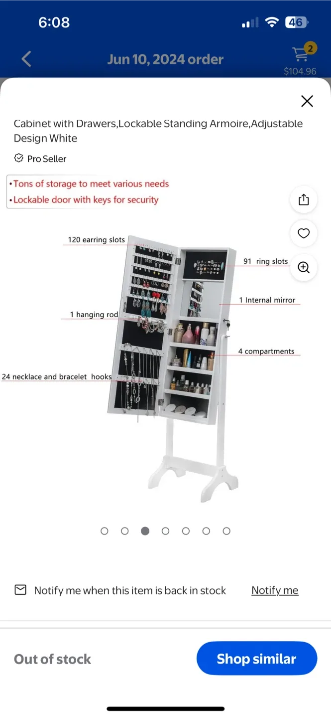 GoDecor Jewelry Armoire Cabinet - White image indicator(2)