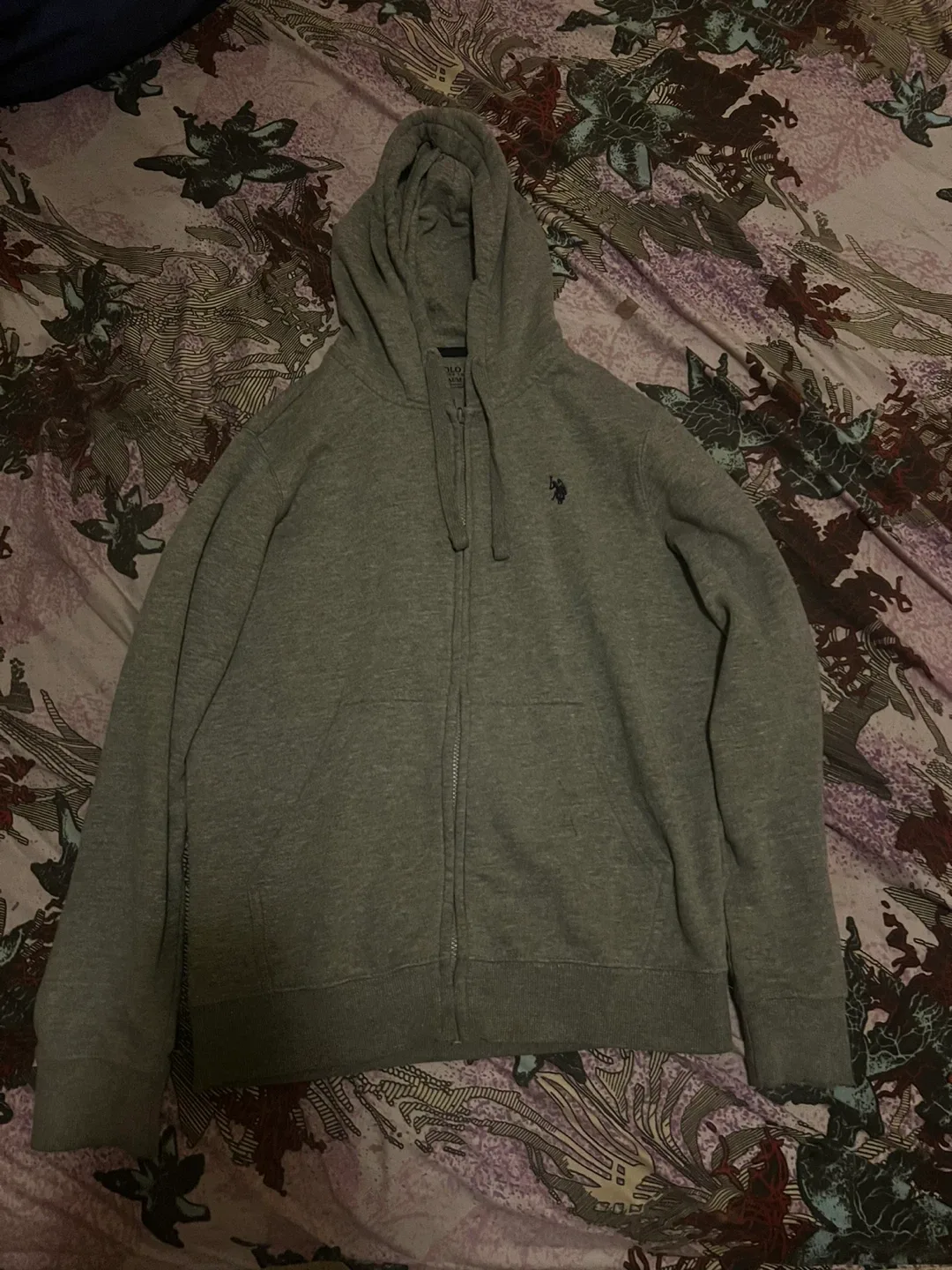 Grey Polo Zip up Hoodie thumbnail