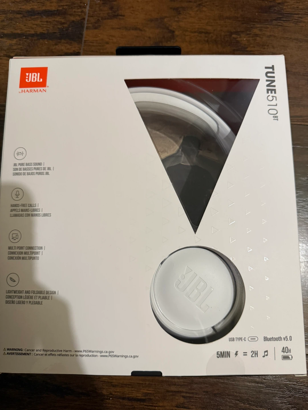 JBL Tune 510BT Wireless On-Ear Headphones - White - photo 2