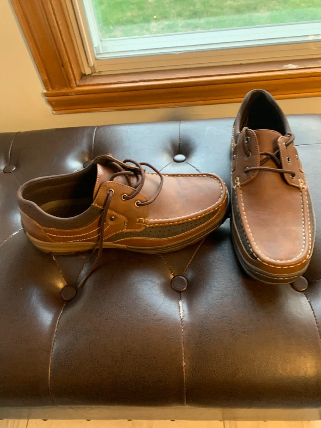 Action Brown Leather Boat Shoes -size 11 thumbnail