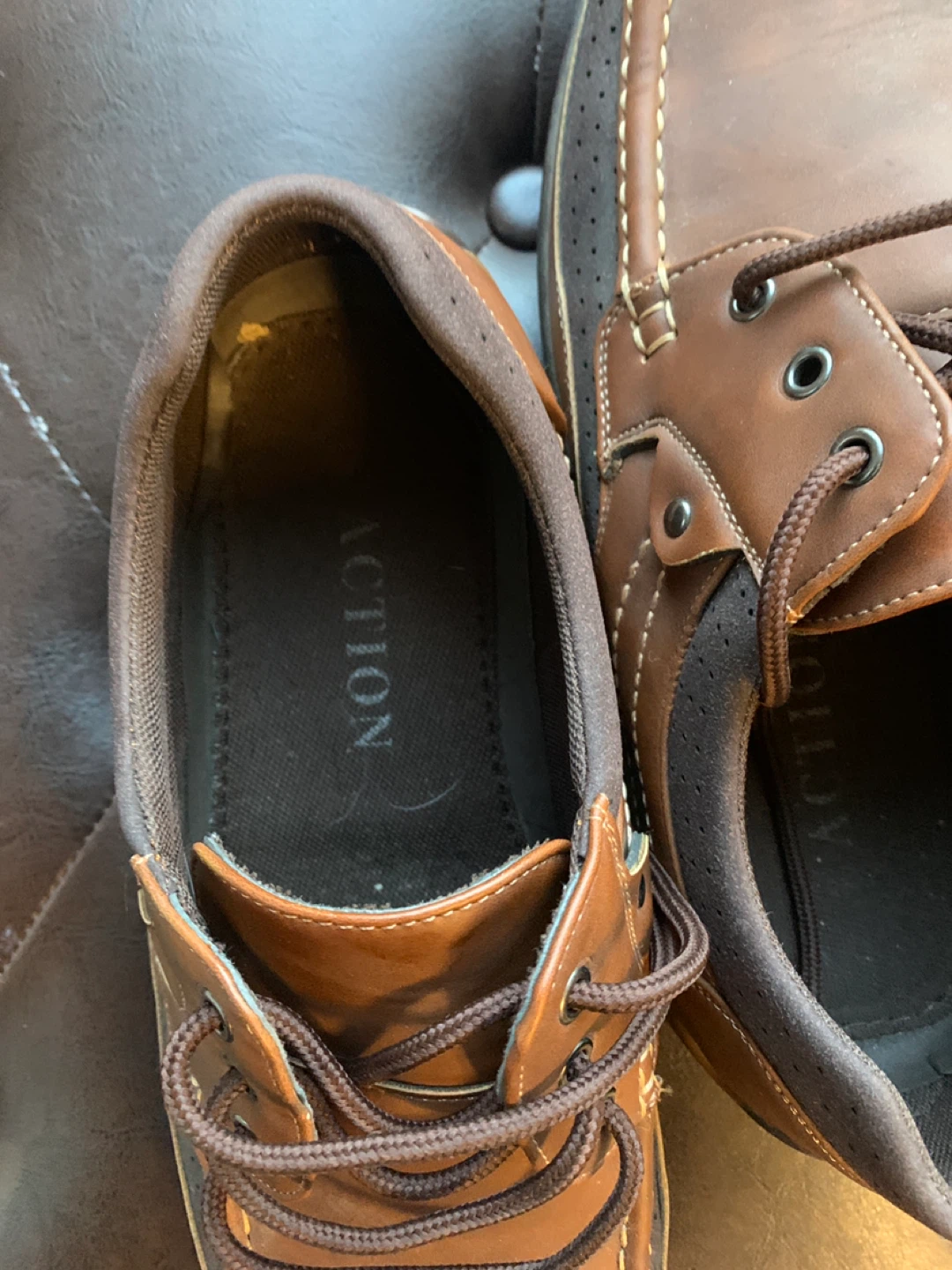 Action Brown Leather Boat Shoes -size 11 - photo 2