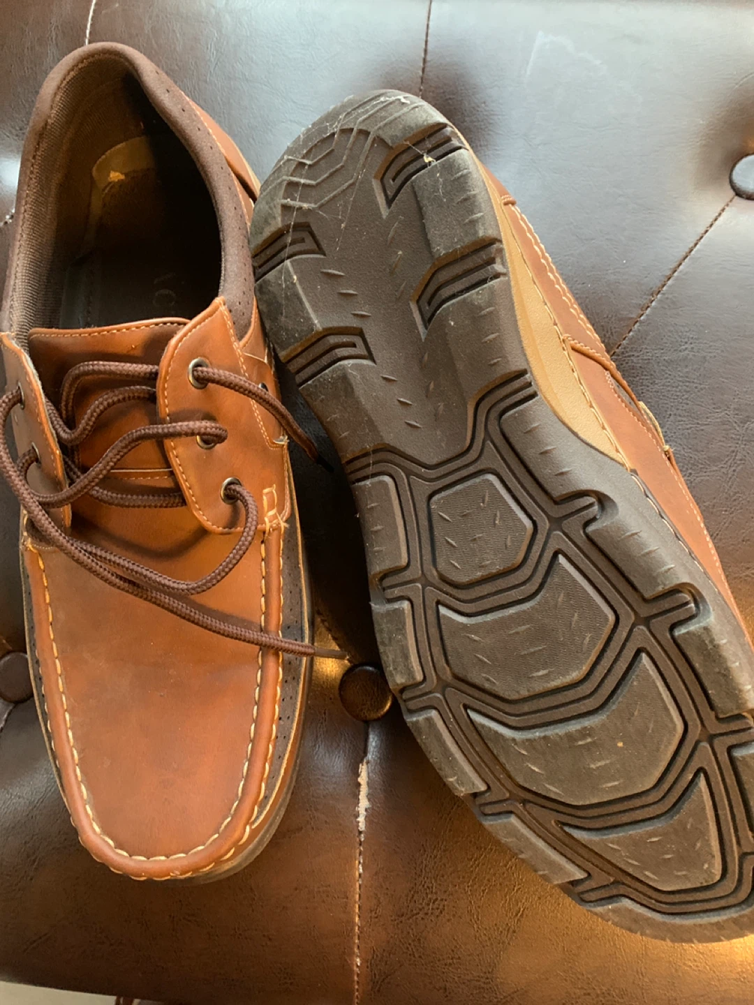 Action Brown Leather Boat Shoes -size 11 - photo 3