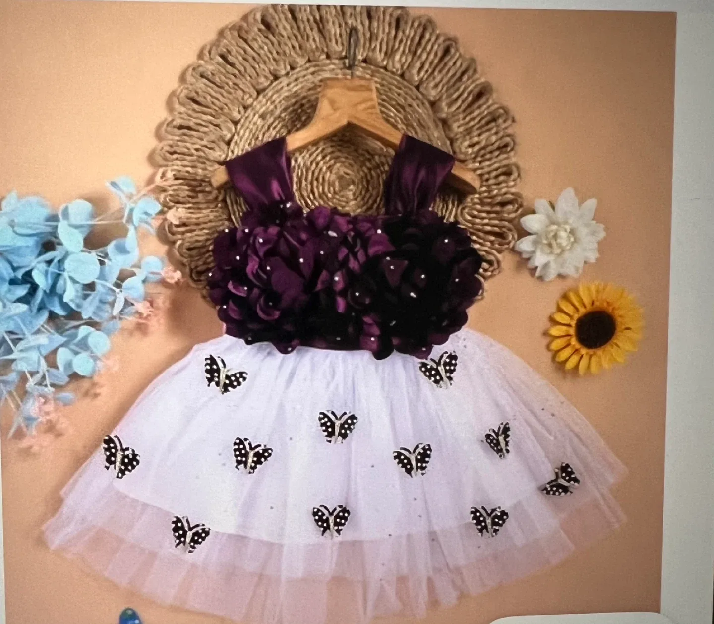 Butterfly Dress - Purple & White thumbnail