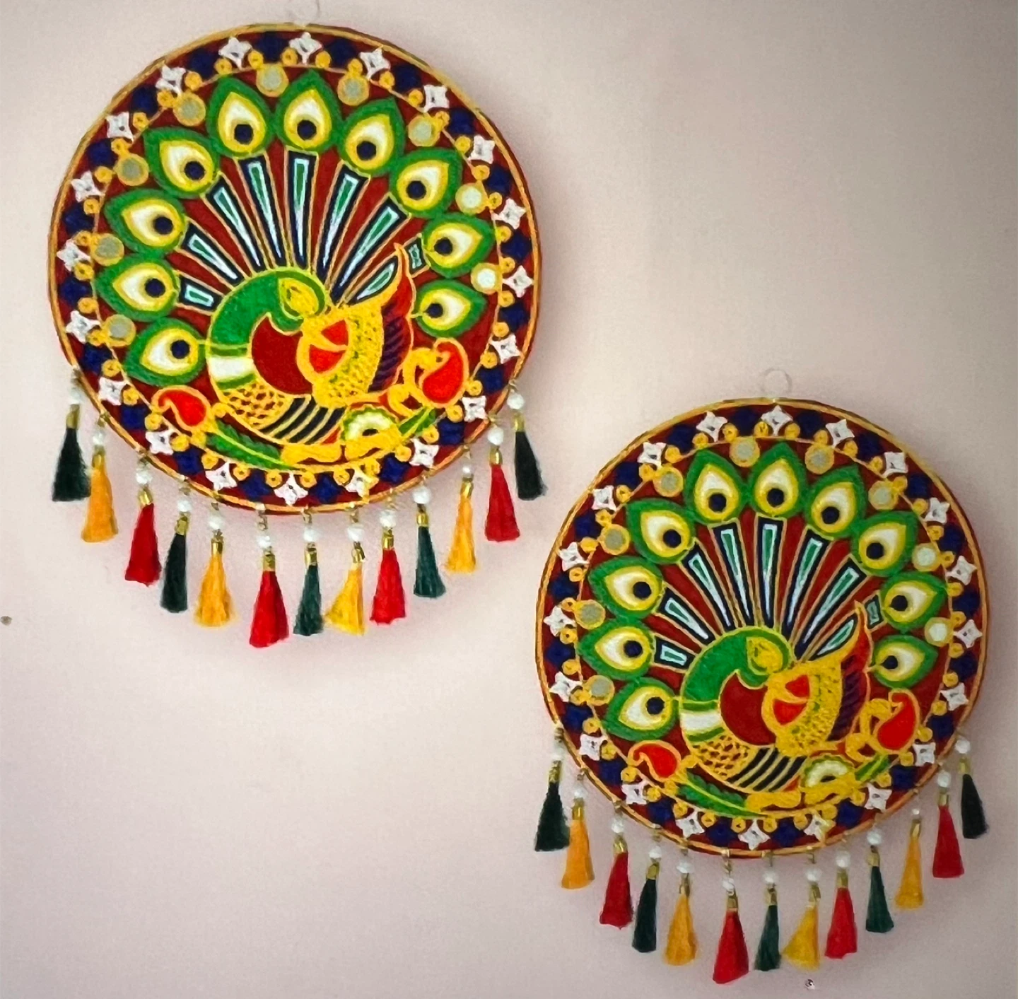Set of 2 Peacock Wall Decor - 16 Inch