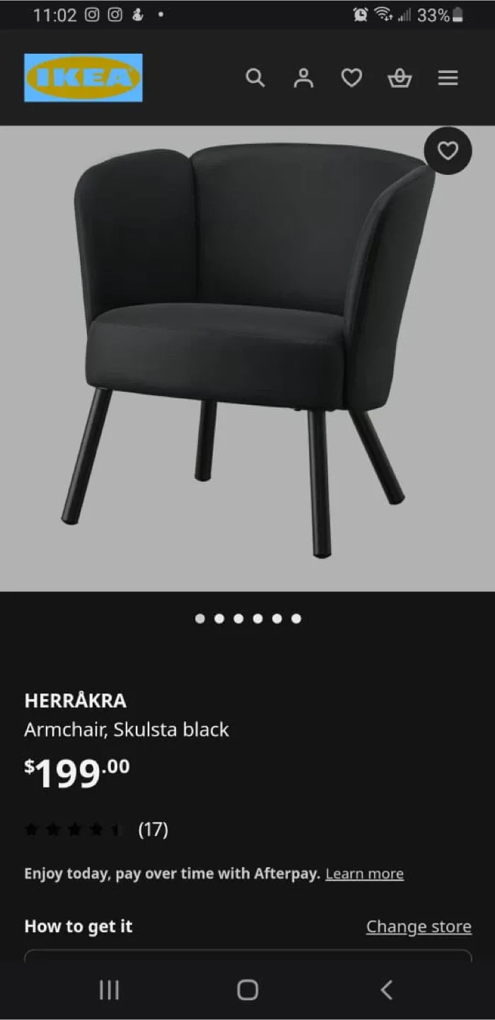 IKEA HERRÅKRA Armchair, Skulsta black image indicator(2)