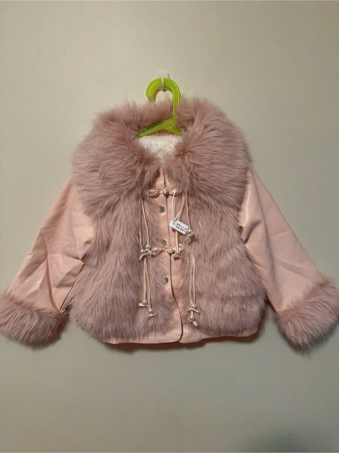 Pink Faux Leather & Fur Girls' Jacket Toddler size 4-5T thumbnail