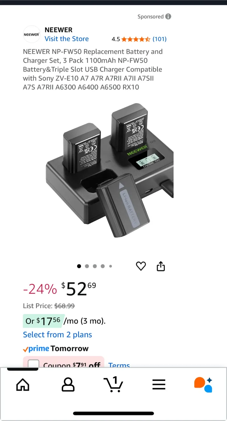 NEEWER NP-FW50 Battery Charger Set for Sony Cameras thumbnail
