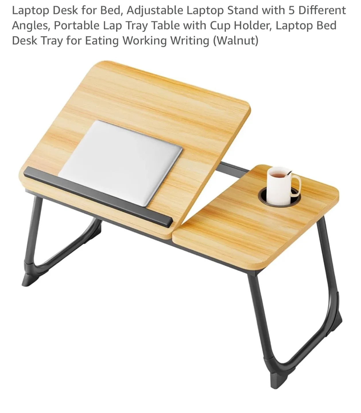 Laptop Desk for Bed with Cup Holder - Walnut thumbnail