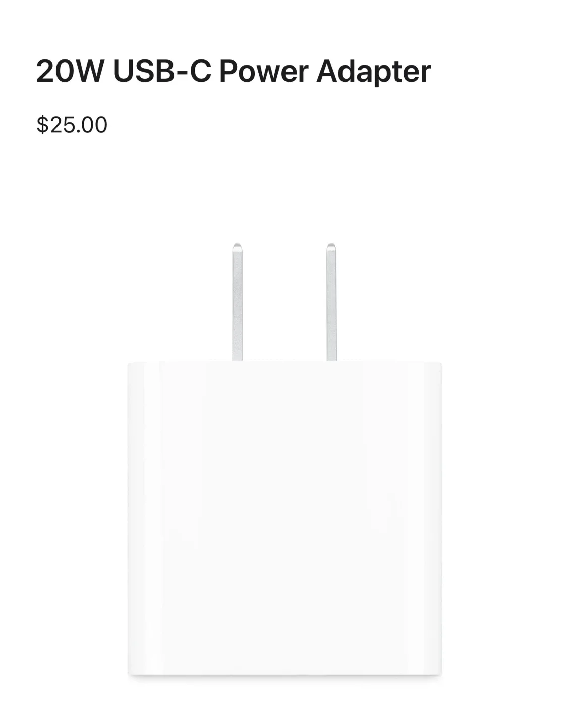 Apple 20W USB-C Power Adapter thumbnail