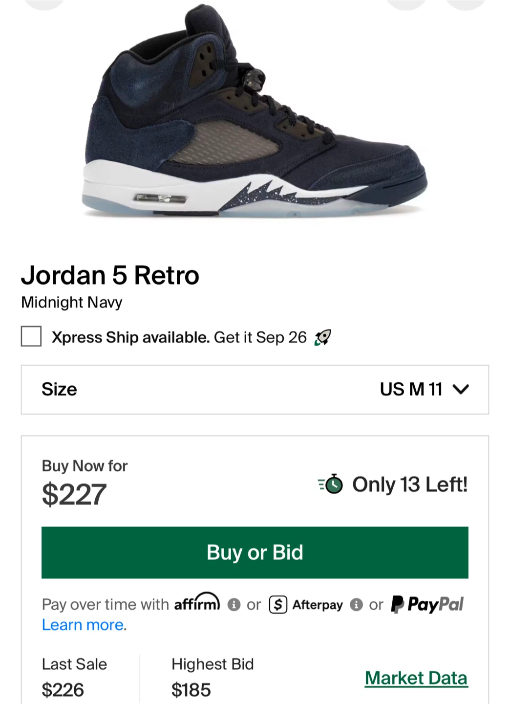 Jordan 5 Retro Midnight Navy US 11 - photo 4