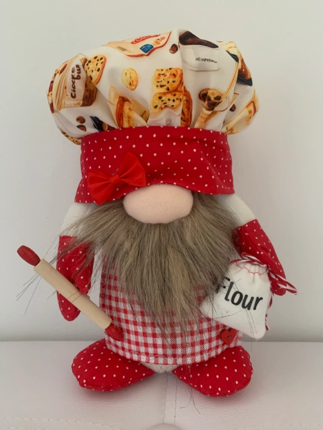Handmade Chef Gnome with Rolling Pin & Flour Bag