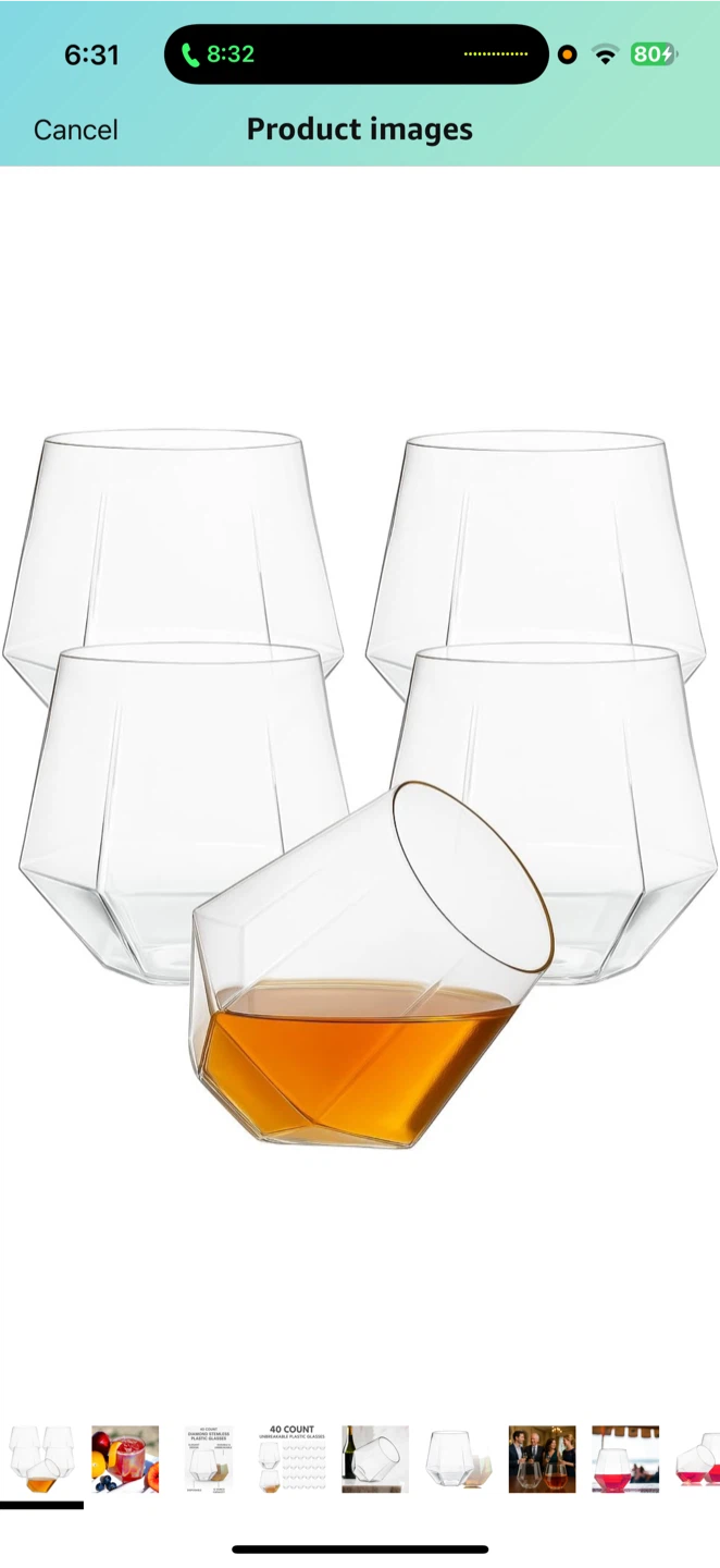 40-Count Unbreakable Plastic Stemless Glasses