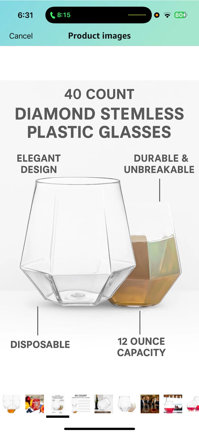40-Count Unbreakable Plastic Stemless Glasses - photo 3