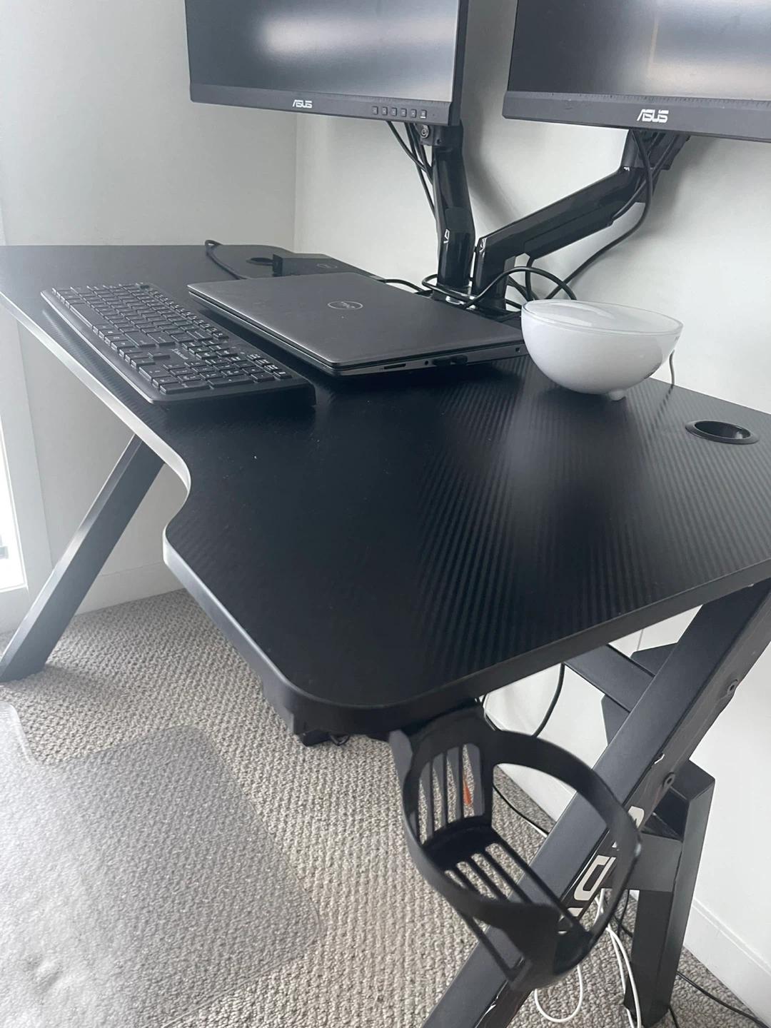 Black Gaming Desk with Cup Holder - photo 3