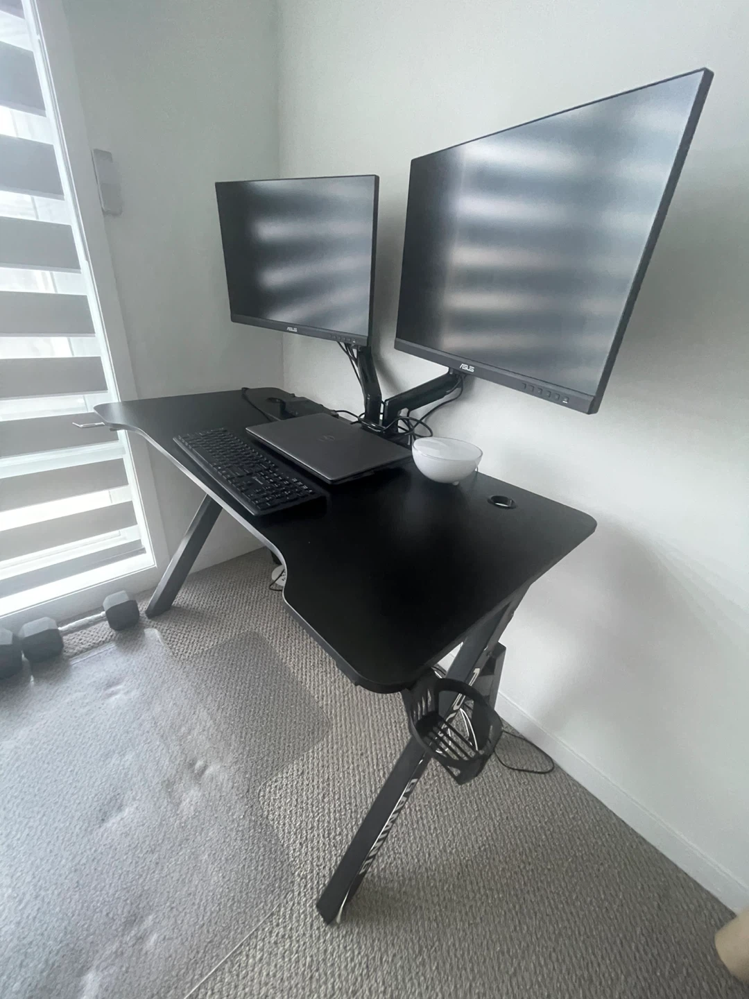 Black Gaming Desk with Cup Holder - photo 2