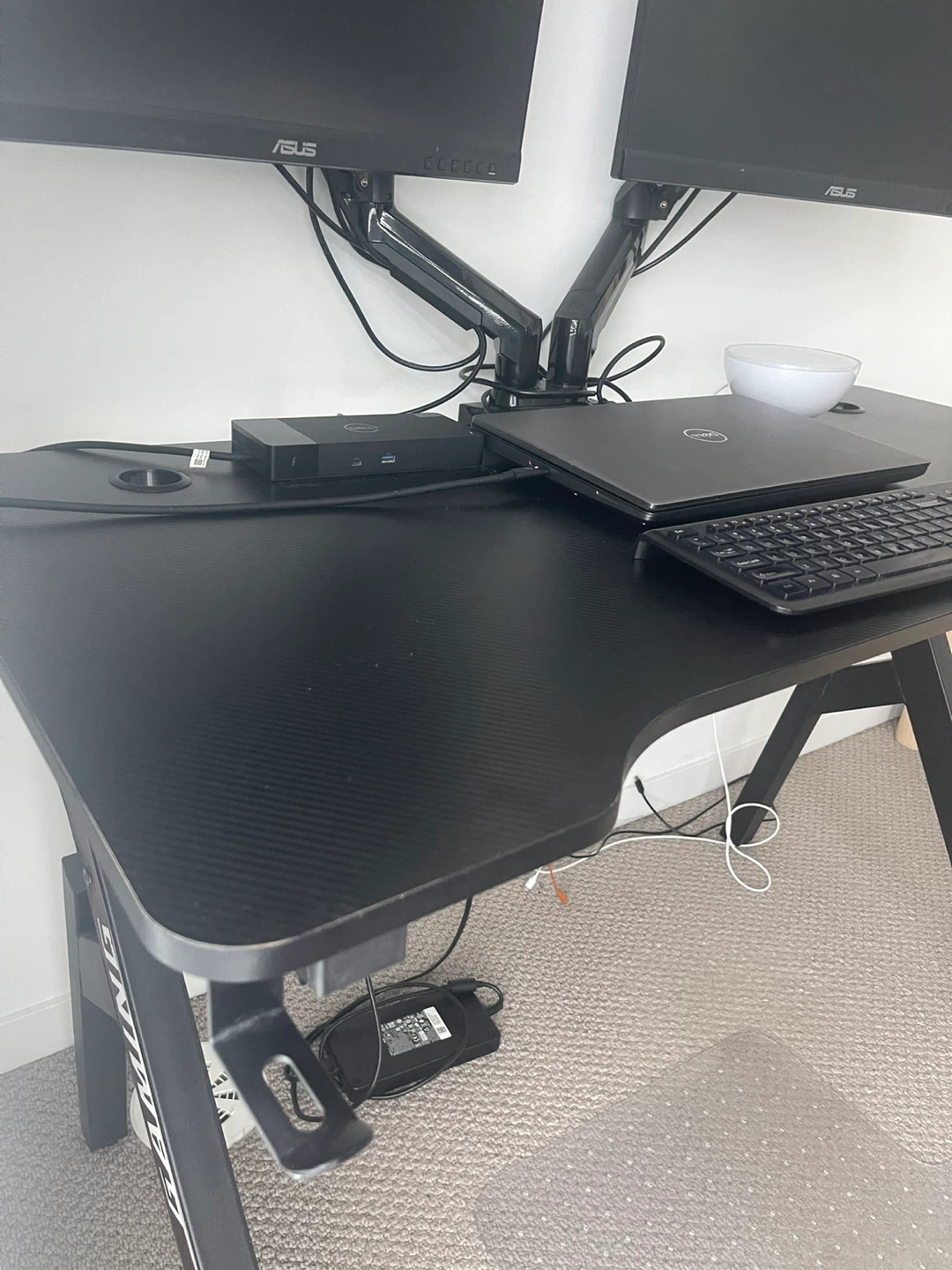 Black Gaming Desk with Cup Holder - photo 4