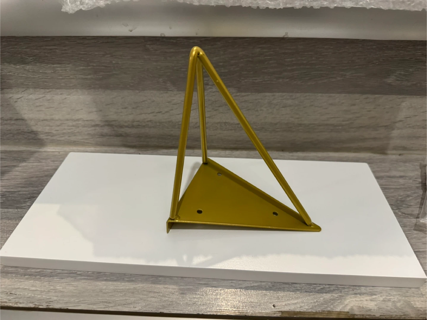 White Floating Shelves with Gold Triangle Brackets - photo 4