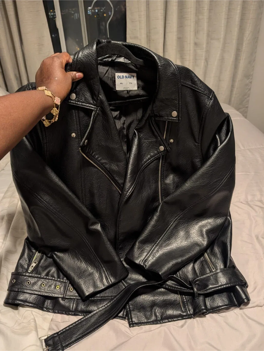 Old Navy Black Faux Leather Jacket - XXL image indicator(2)
