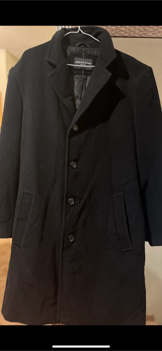 Bellissimo Black Wool Blend Overcoat