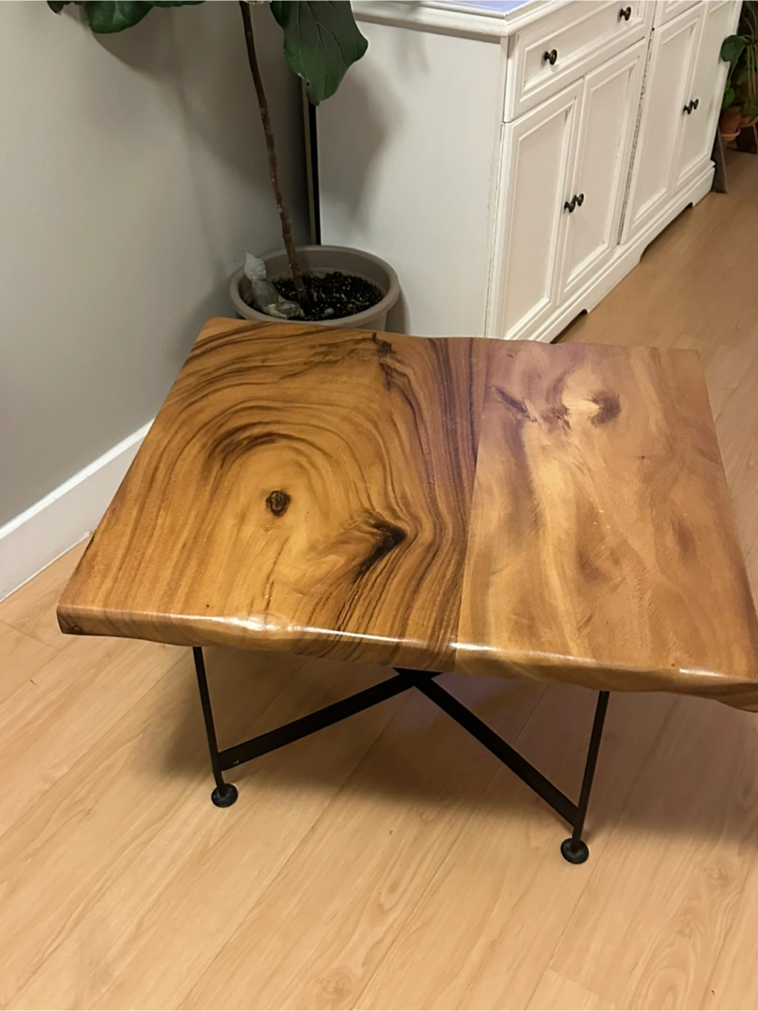 Wood Coffee Table with Metal Legs live edge coffee table