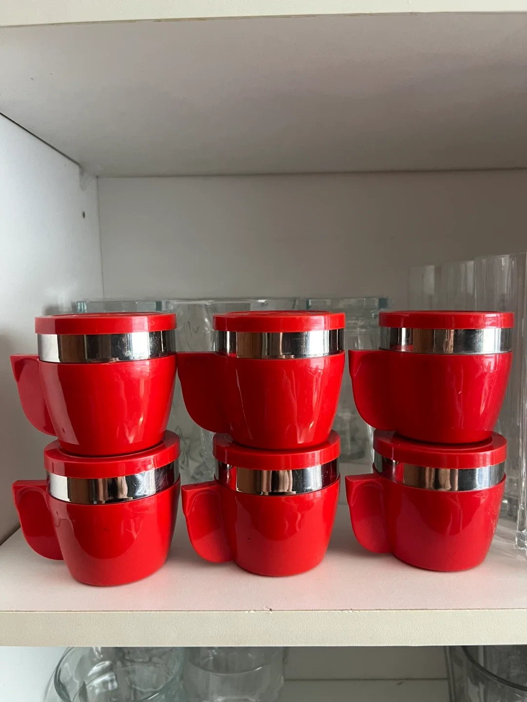 Vintage Red & Chrome Hoxriv Espresso Cups thumbnail