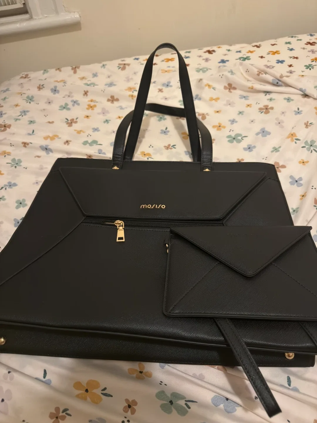 MOSISO Black Tote Bag with Pouch image indicator(2)