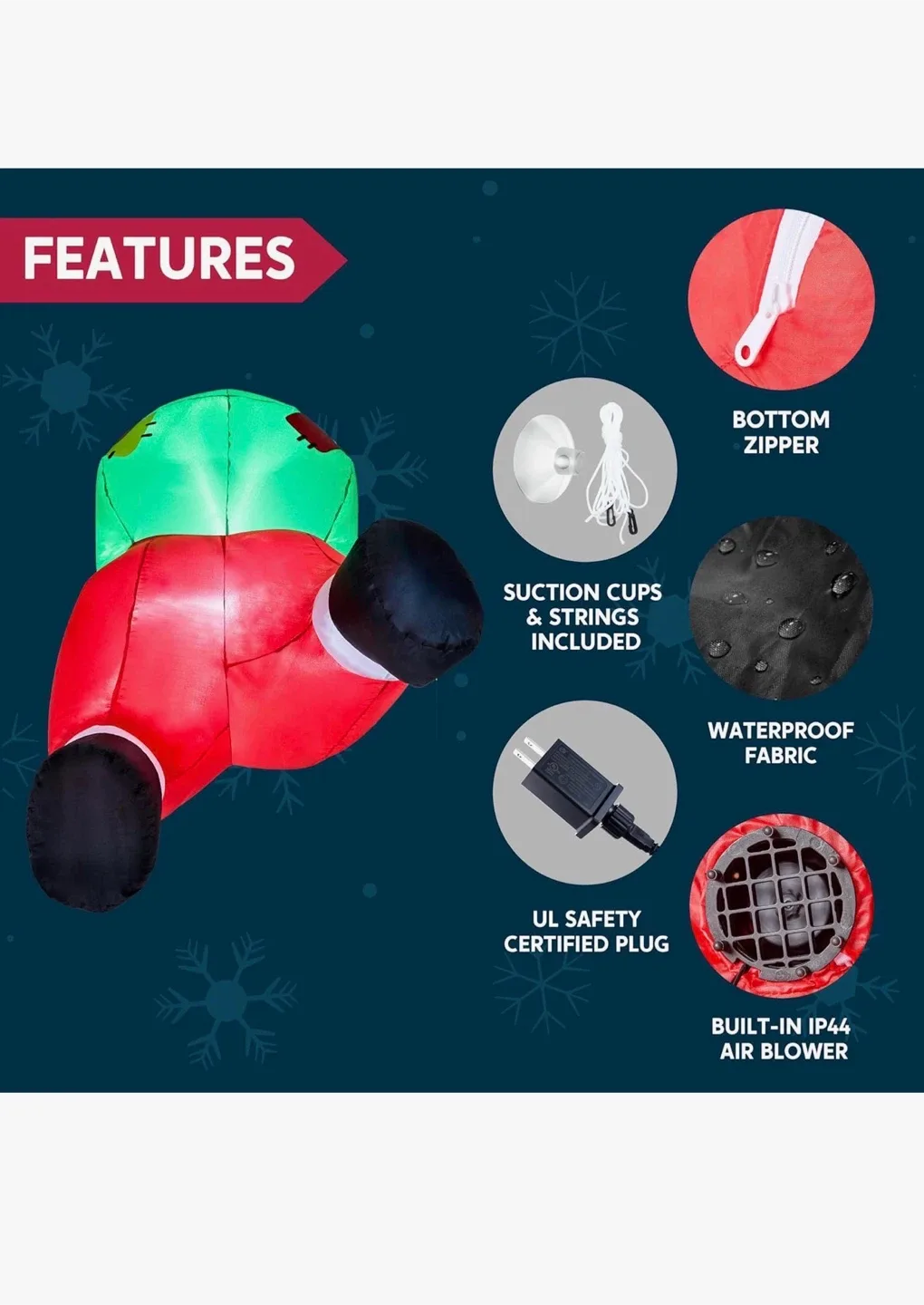 JOIEDOMI Santa Butt Stuck in Window Inflatable image indicator(5)