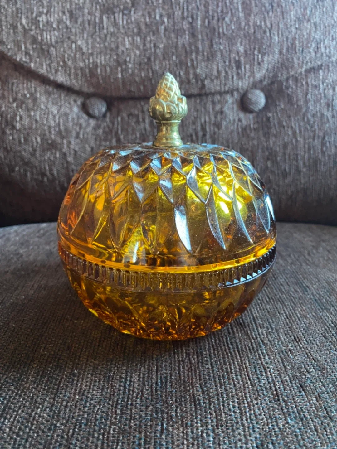 Vintage Indiana Glass Diamond Point Acorn Candy Dish thumbnail