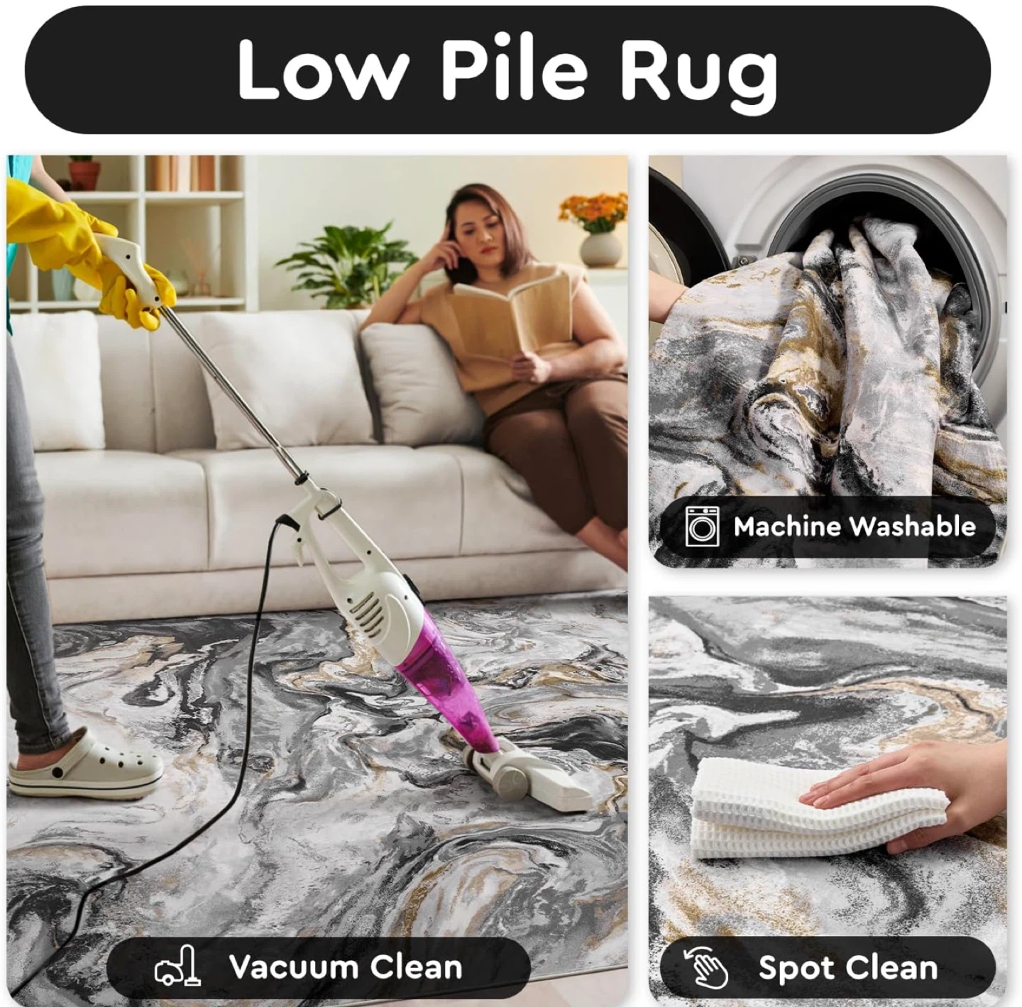 10x8’ Marble Pattern Low Pile Area Rug - photo 4