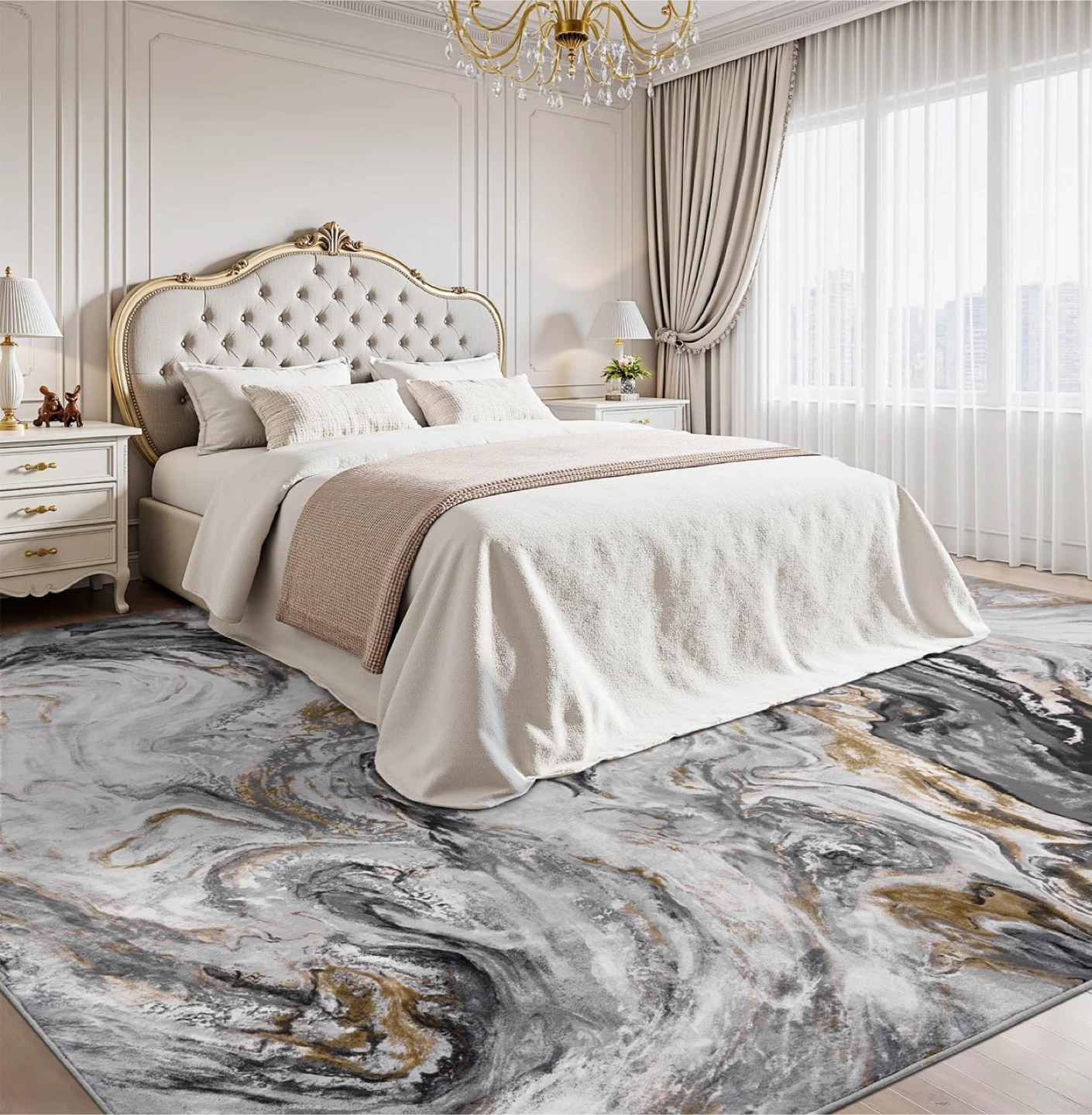 10x8’ Marble Pattern Low Pile Area Rug - photo 2