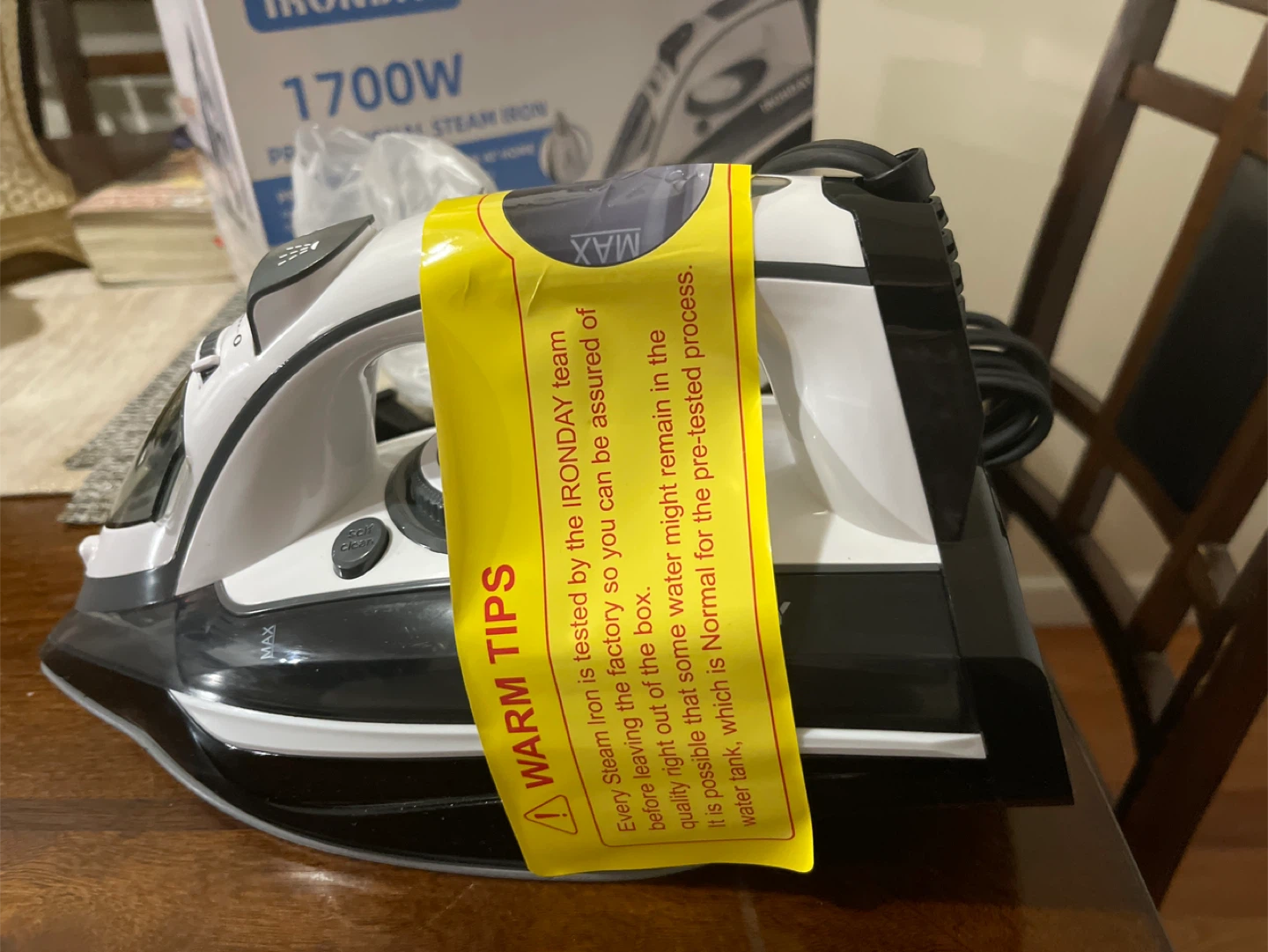 IRONDAY 1700W Professional Steam Iron - NEW! - photo 3